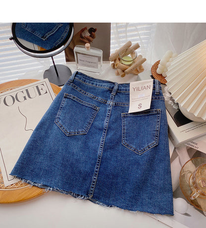 Slim and versatile casual design high waist A-line skirt  5590