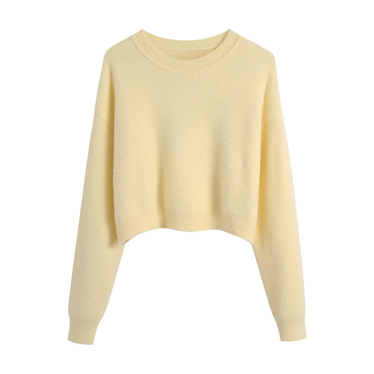 Versatile straight tube loose sweater soft touch sweater  7381