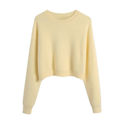 Versatile straight tube loose sweater soft touch sweater  7381