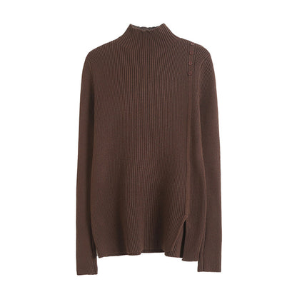 Simple basic versatile half high neck sweater  7527