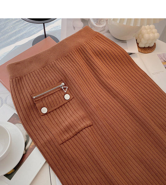 Design: Hong Kong style high waist split Hip Wrap Skirt  5755