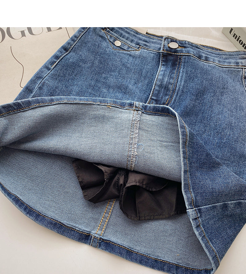 Retro casual denim high waist slim skirt fashion  5604