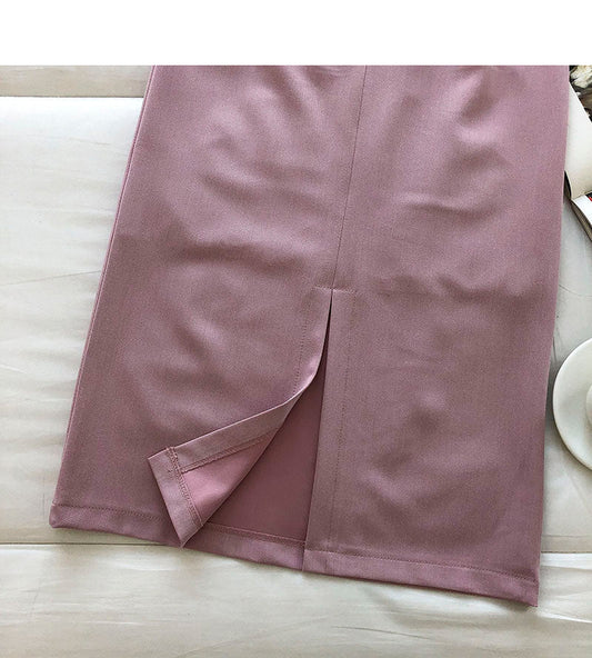 Korean women's dress is gentle and thin, split middle and long skirt  5688