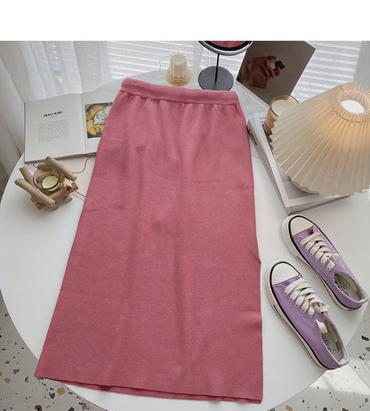 Korean version of lazy style versatile pop split skirt  5783