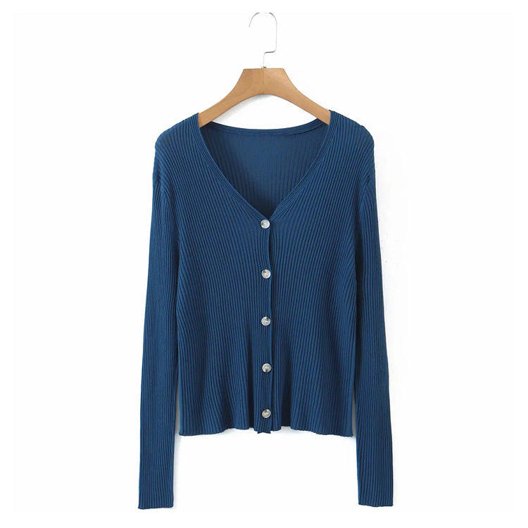 Knitted long sleeved cardigan + two-piece sweater with sling inside  7269
