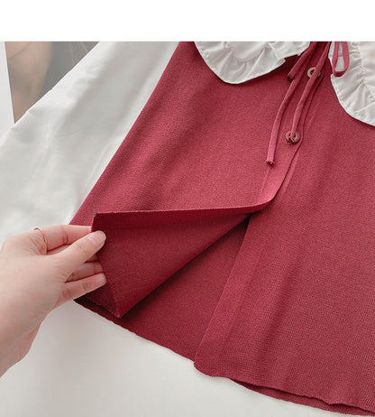 Baby collar color blocking bandage Long Sleeve Shirt  6400