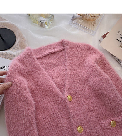 Korean small sweet and gentle V-Neck long sleeve top  6031
