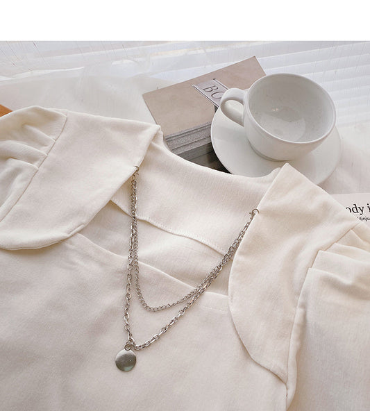 Design chain Square Neck Shirt Pullover Top  6355