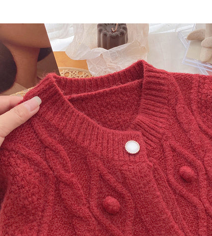 Korean style retro solid color top design sweater  5991