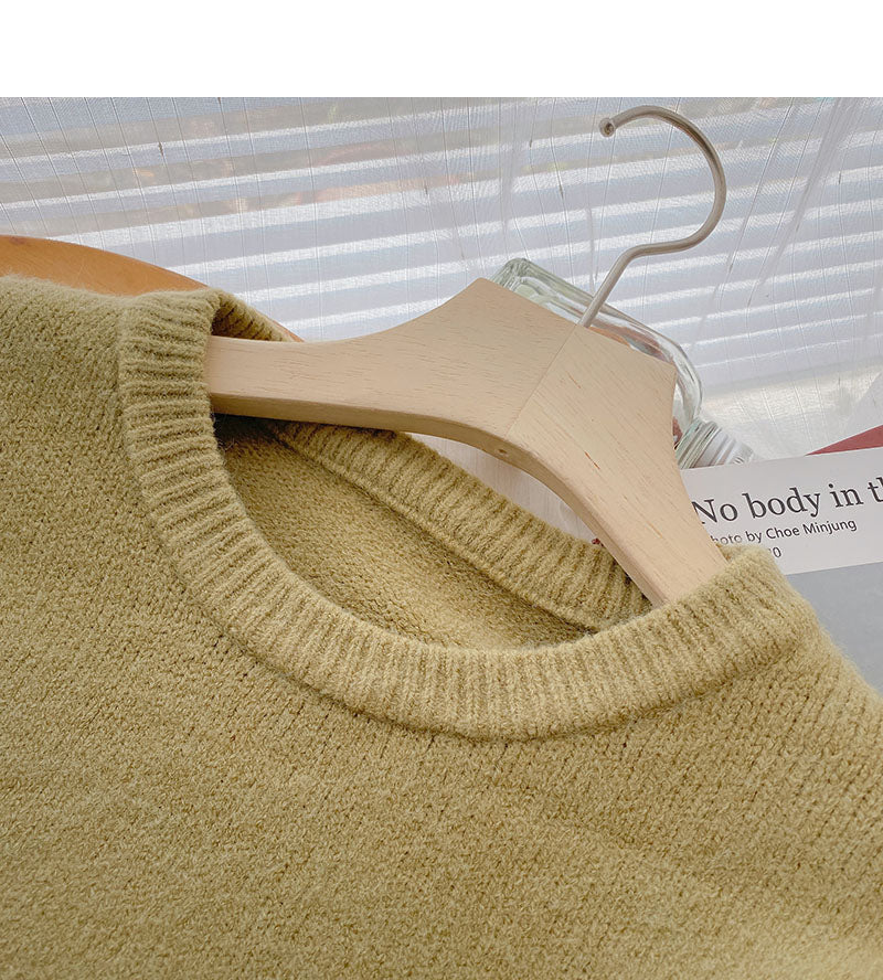 New Korean simple Pullover long sleeve loose top  5948
