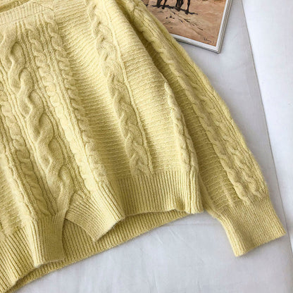 New Korean slim short loose small split twist sweater  5846