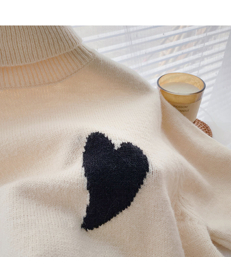 High neck Pullover Sweater design sense two long sleeved bottomed tops  6608