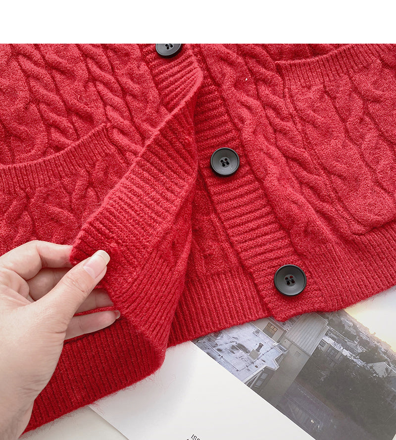 Twist round neck sweater design temperament single breasted top  6160