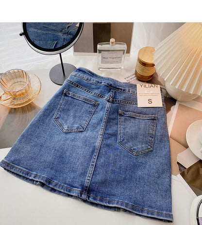 Hong Kong style retro simple slim high waist skirt fashion  5669