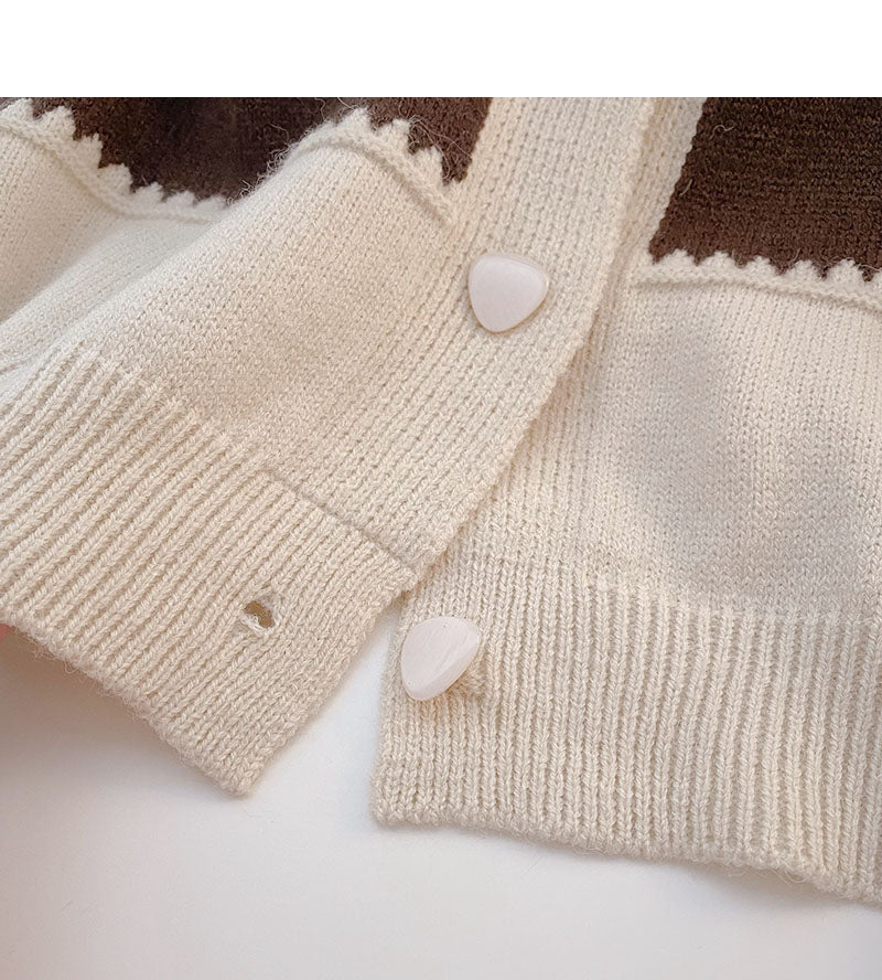 Korean minority retro single breasted round neck sweater  5862