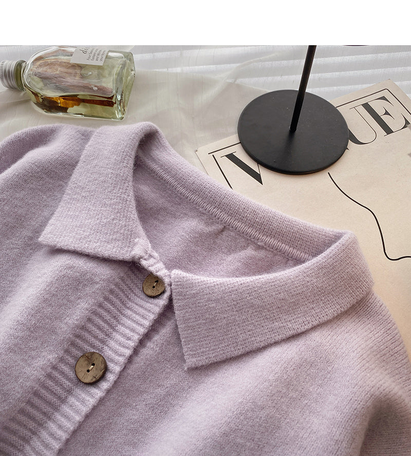 Korean lazy loose long sleeve versatile Lapel top  5879