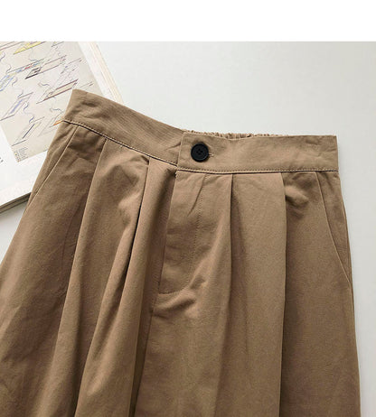 Solid Hong Kong style leisure high waist A-shaped medium and long skirt  5693