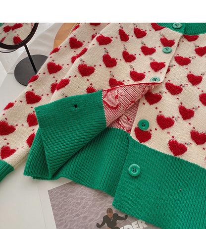 Flocked Love Vintage jacquard nail bead sweater  6198