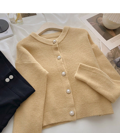 Vintage round neck single breasted knitted sweater  6174