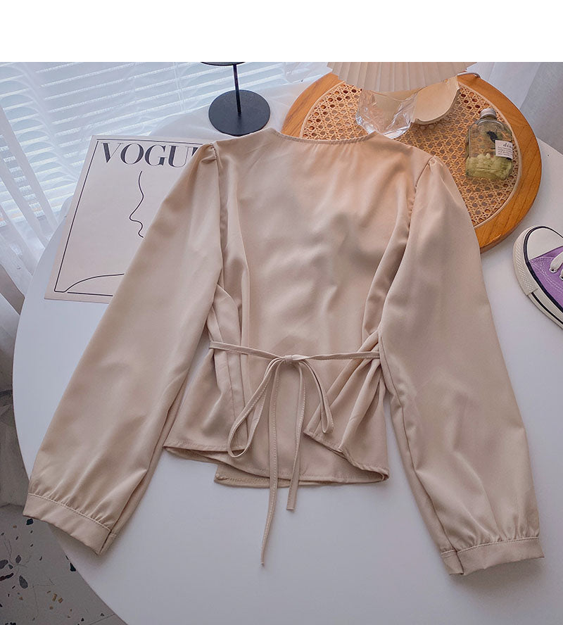 French Lantern Sleeve Shirt niche bandage  6280