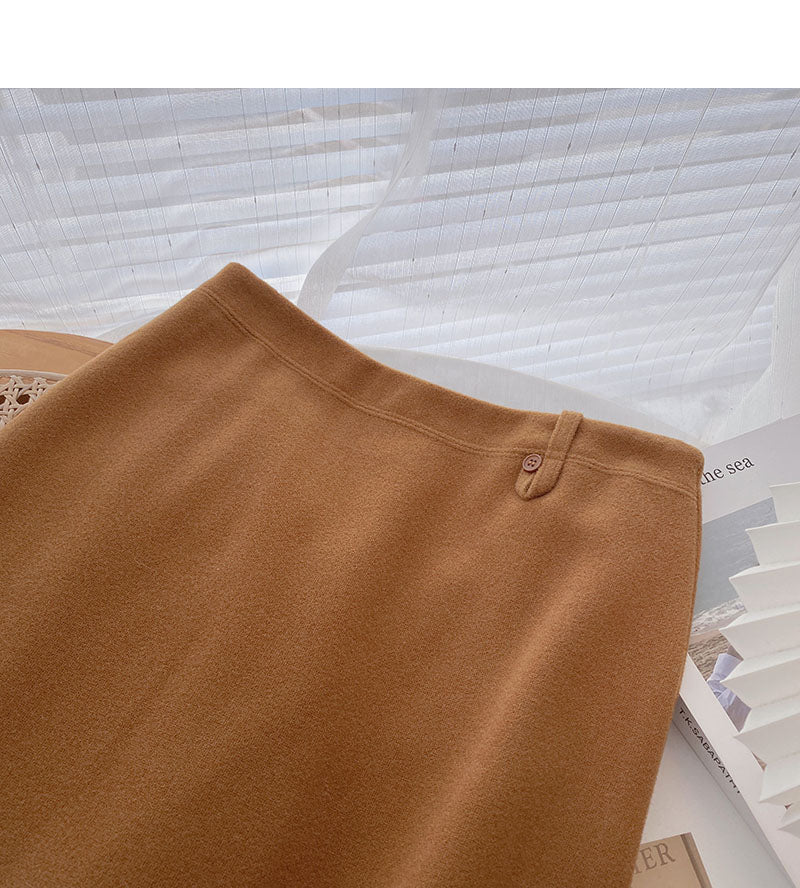Korean fashion retro split A-shaped high waist skirt  5799