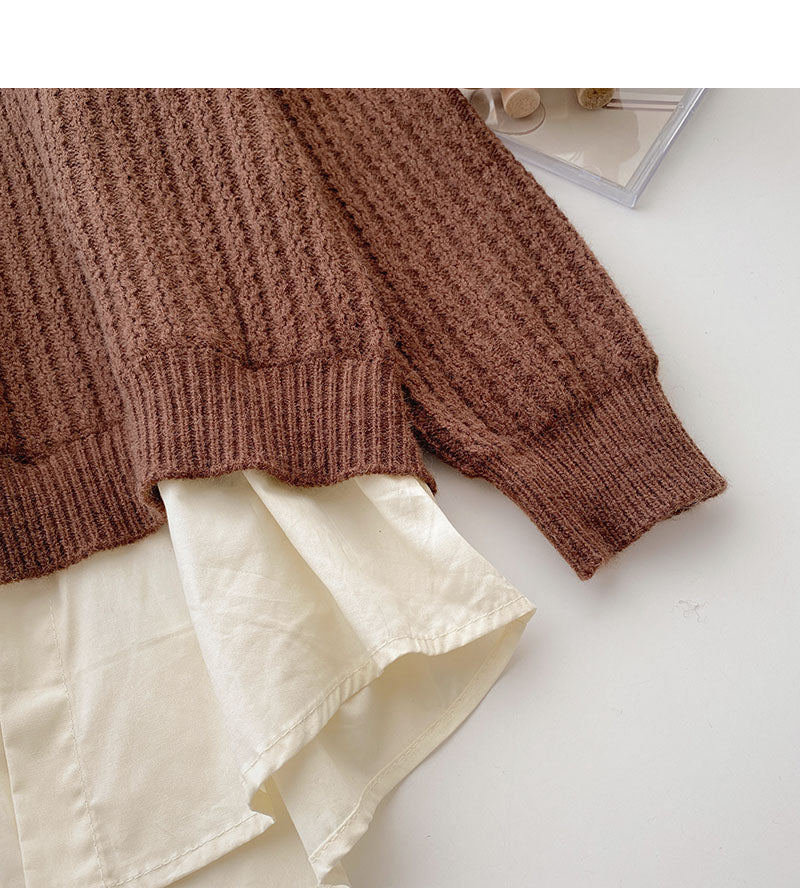 Vintage shirt stitched sweater fake two women  6001