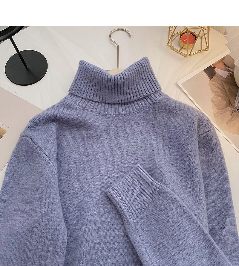 Temperament high neck short sweater thin long sleeve top  6053