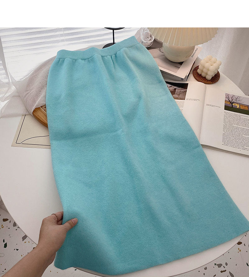 Small man, foreign style, versatile, high waist, back split A-line skirt  5754