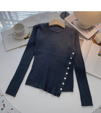 Design sense knitwear irregular temperament slim top  6643