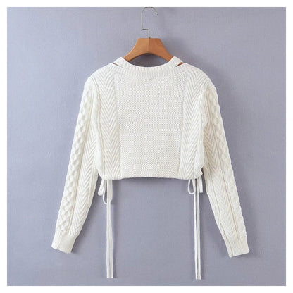 Sweet fake two collarbone hollowed out long sleeved knitted sweaters  7164
