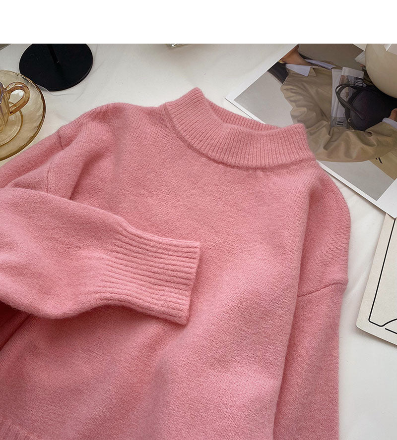 Solid color temperament sweater versatile long sleeve Pullover Top  6066