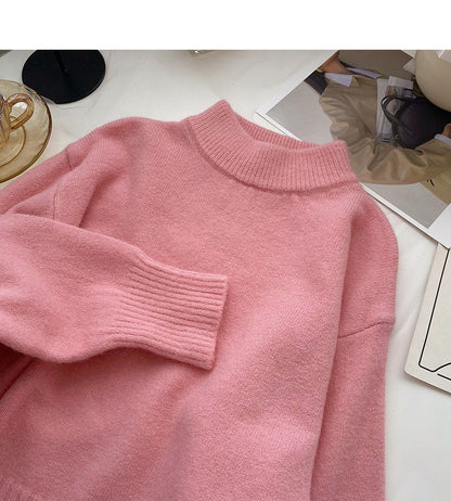 Solid color temperament sweater versatile long sleeve Pullover Top  6066