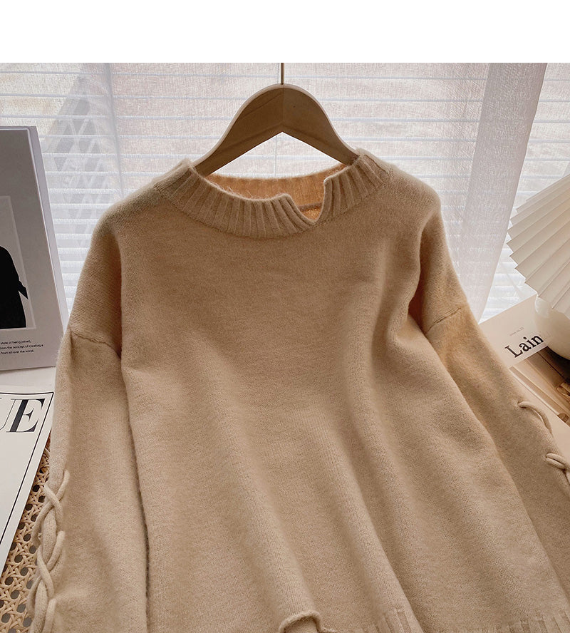 New Korean design drawstring slim Pullover Top  5974