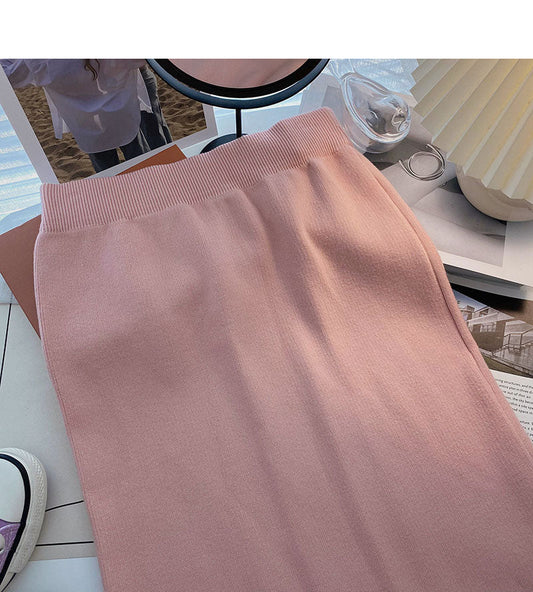 Sweet temperament high waist split A-shaped bag hip skirt  5766