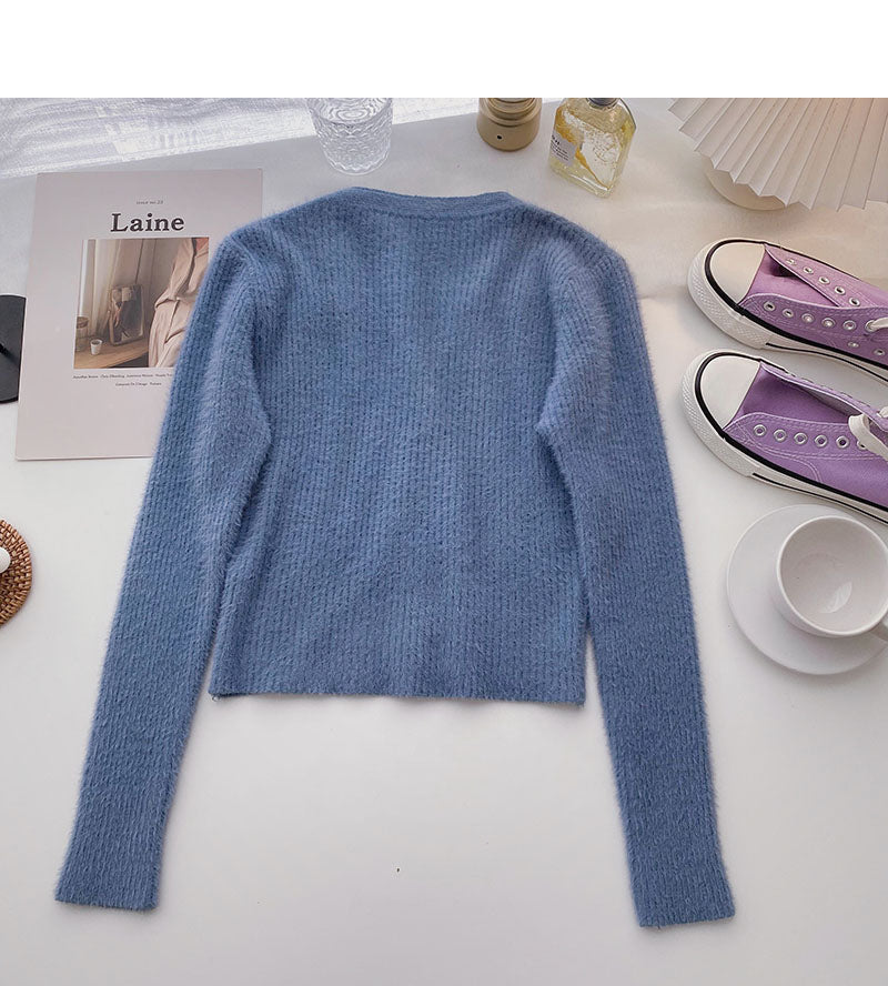 Sweater small coat foreign style versatile V-Neck long sleeve top  6503