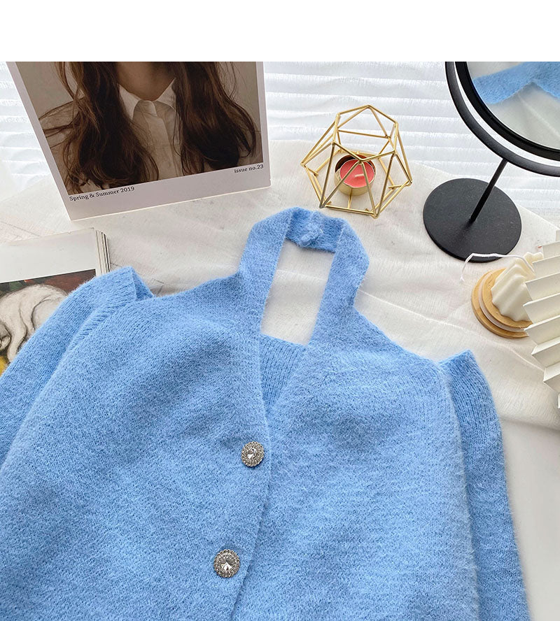The new Korean one line neck hanging neck design feels off the shoulder  6101