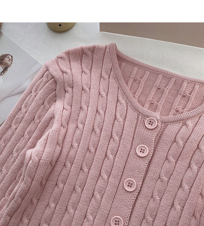 Knitted cardigan coat French retro short twist long sleeve top  6644