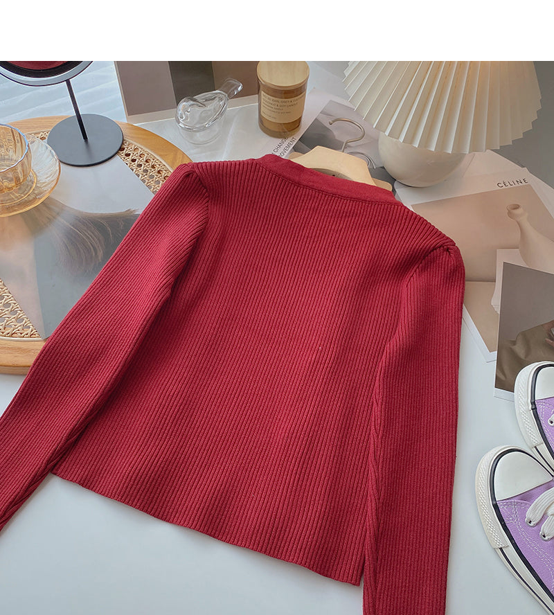 Square neck Vintage long sleeve sweater  6533