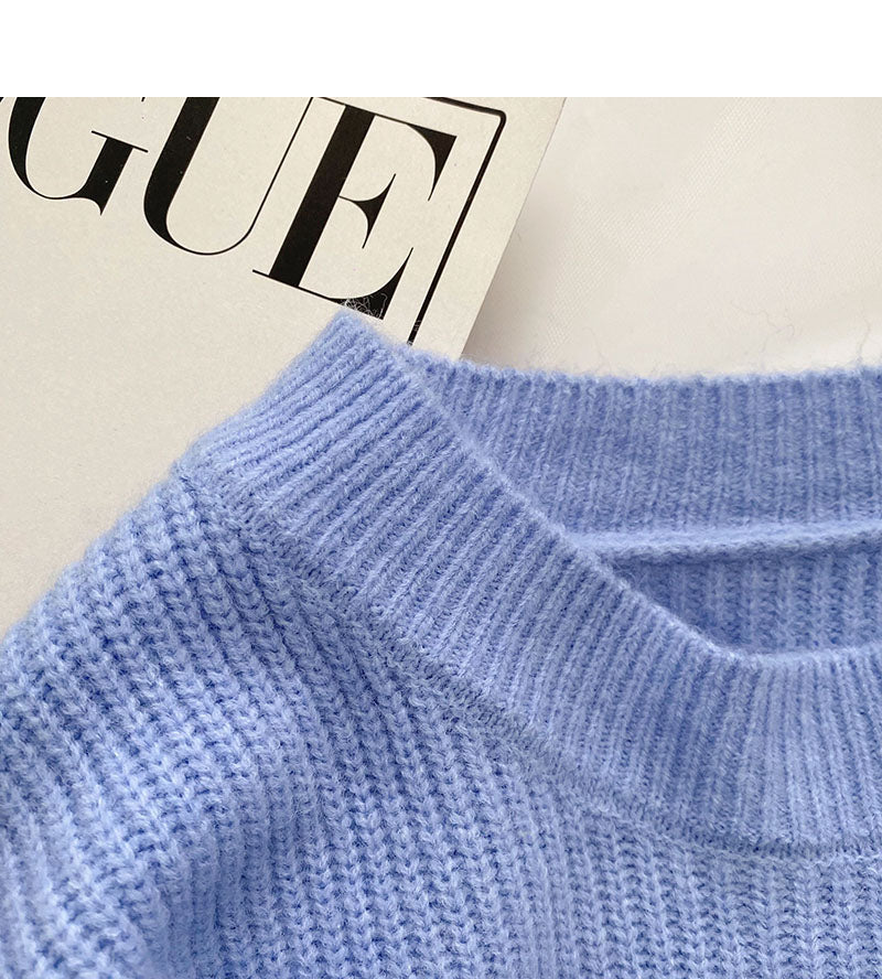 Niche design personalized gradient knitted long sleeve Pullover loose top  6111
