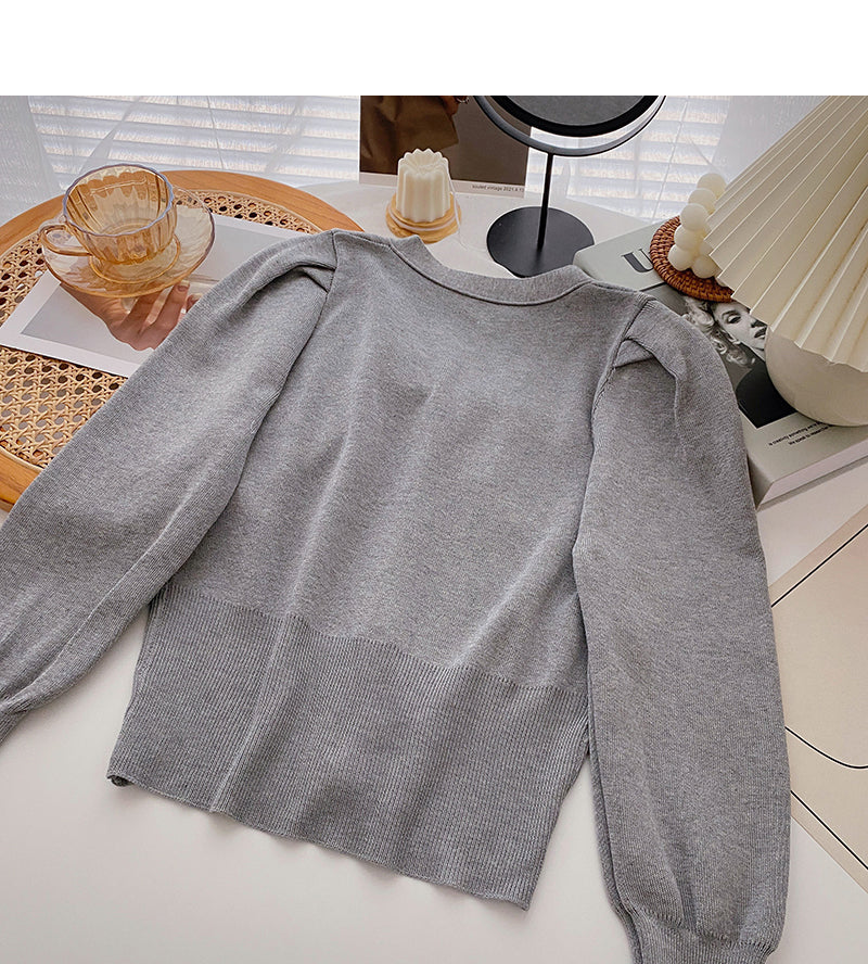 French Lantern Sleeve Sweater bow top  6474