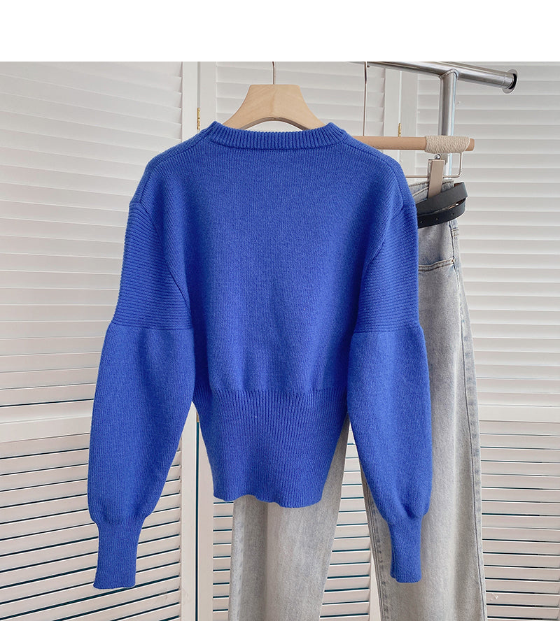 Niche design personalized split thin long sleeve top 6168