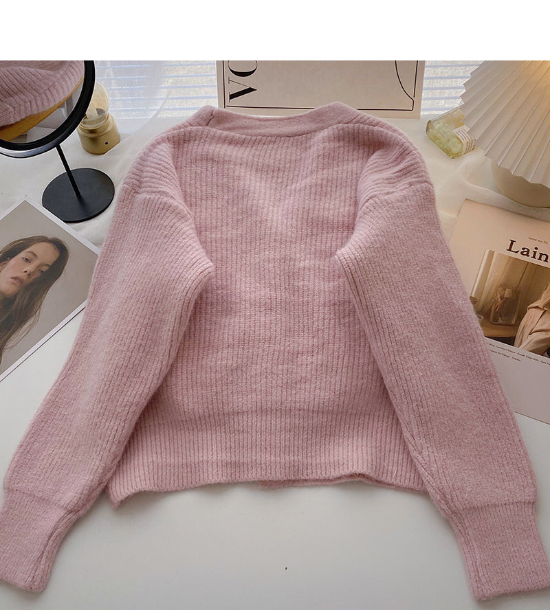 Vintage sweet Beaded single breasted long sleeved top  6098