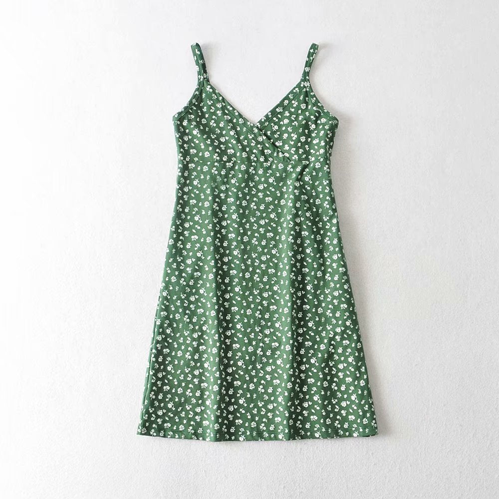 French retro pastoral flower girl slim suspender skirt  7027