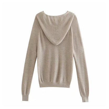 Versatile loose casual hooded Pullover Crew Neck Long Sleeve Sweater  7282