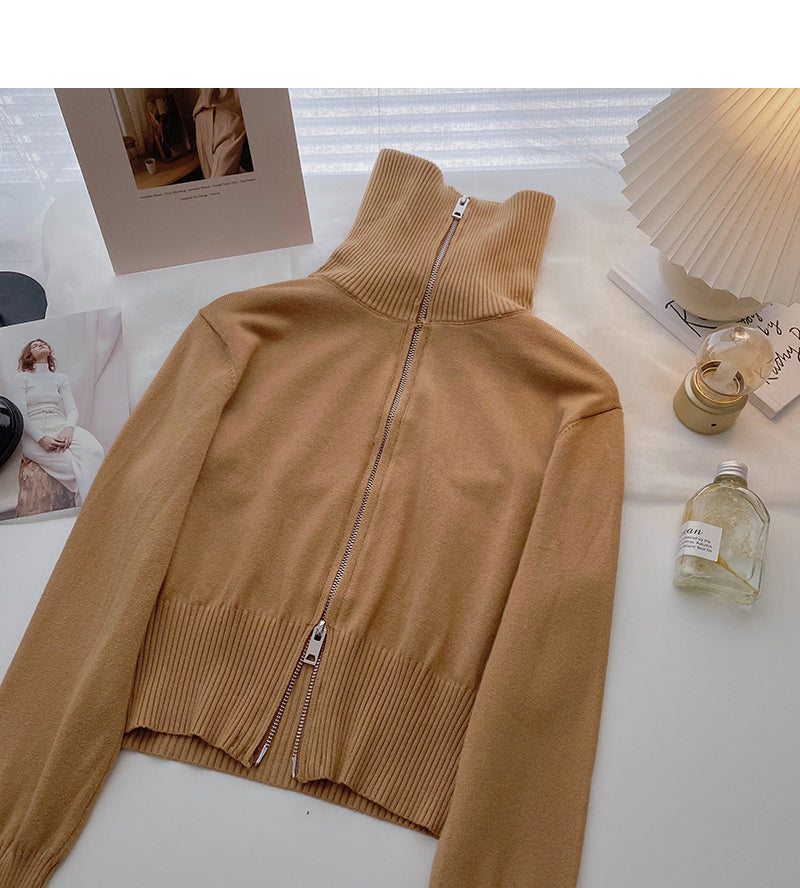 Korean fashion short Lantern Sleeve zipper top  6568