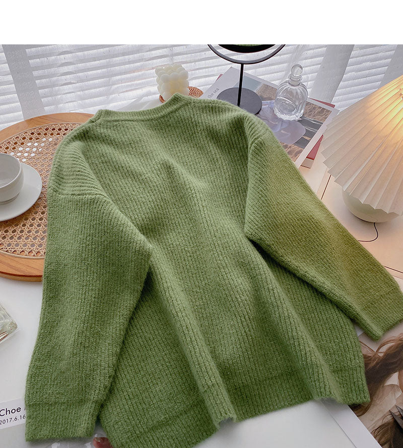The new Korean version is lazy and slim, with long sleeved Pullover Top  5937