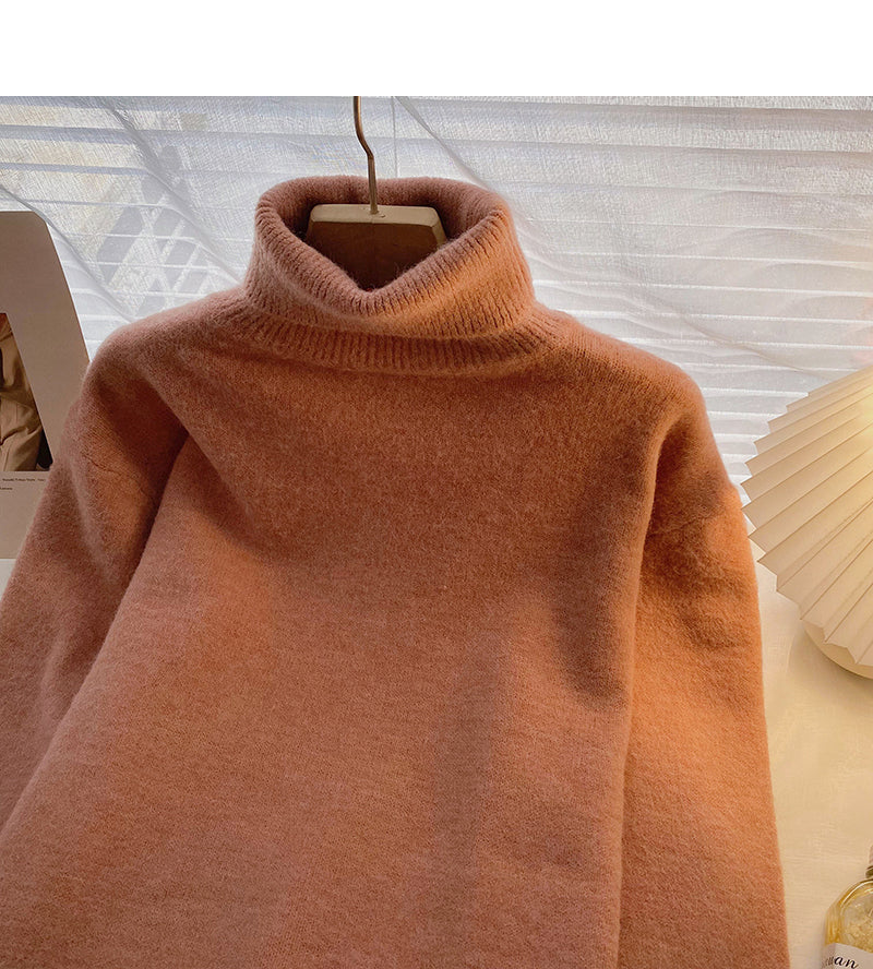 Lazy solid color retro minority long sleeve Pullover loose top  6642