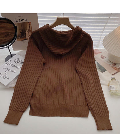 Simple leisure solid color Pullover Hooded long sleeve top  6556