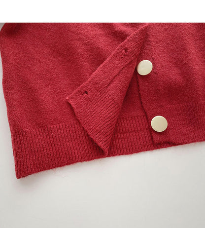 Temperament aging single breasted doll neck long sleeve slim top  6024