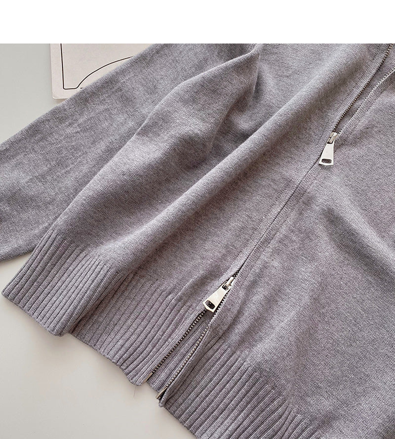 Cardigan knitted coat Long Sleeve hooded top  6658